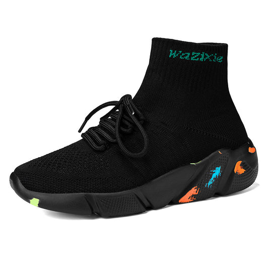 Damen Hochgeschnittene Sport Sneakers mit elastischem Strick-Obermaterial EB