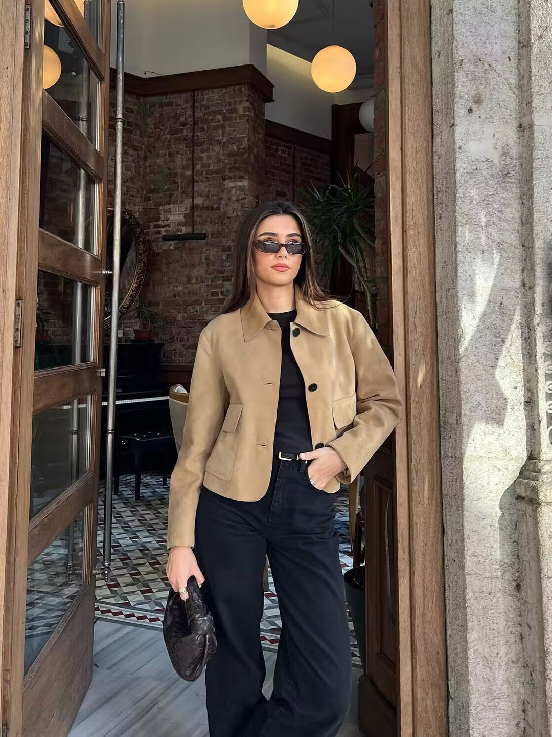 Damen Dünne Wildlederjacke EB