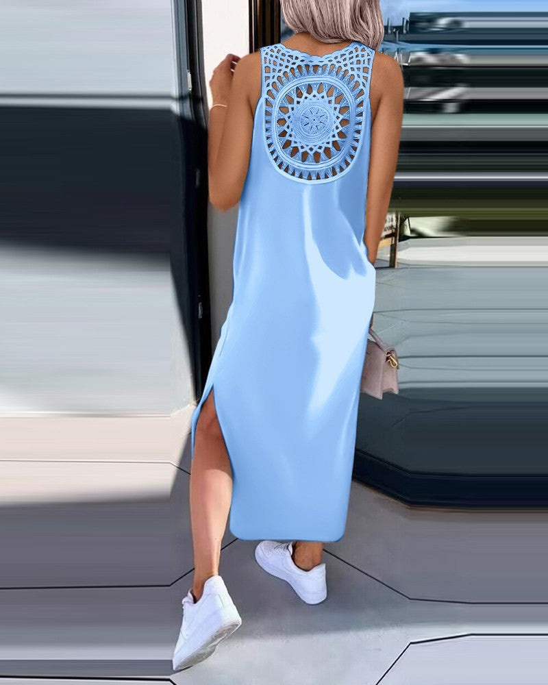 Damen Maxi-Kleid mit handgefertigter Spitze EB