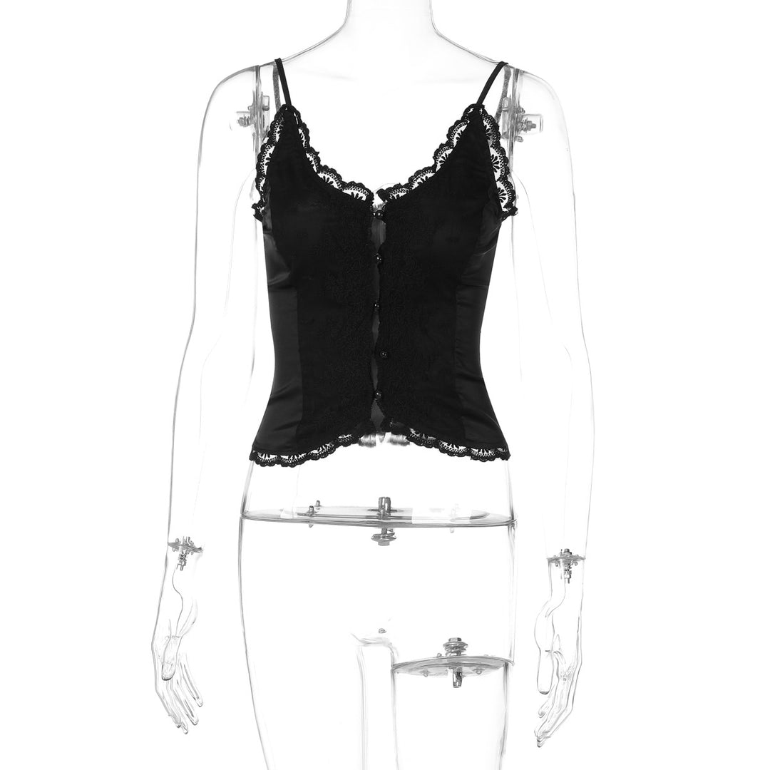 Damen Spitzen-Corsage mit eleganter Knopfleiste EB