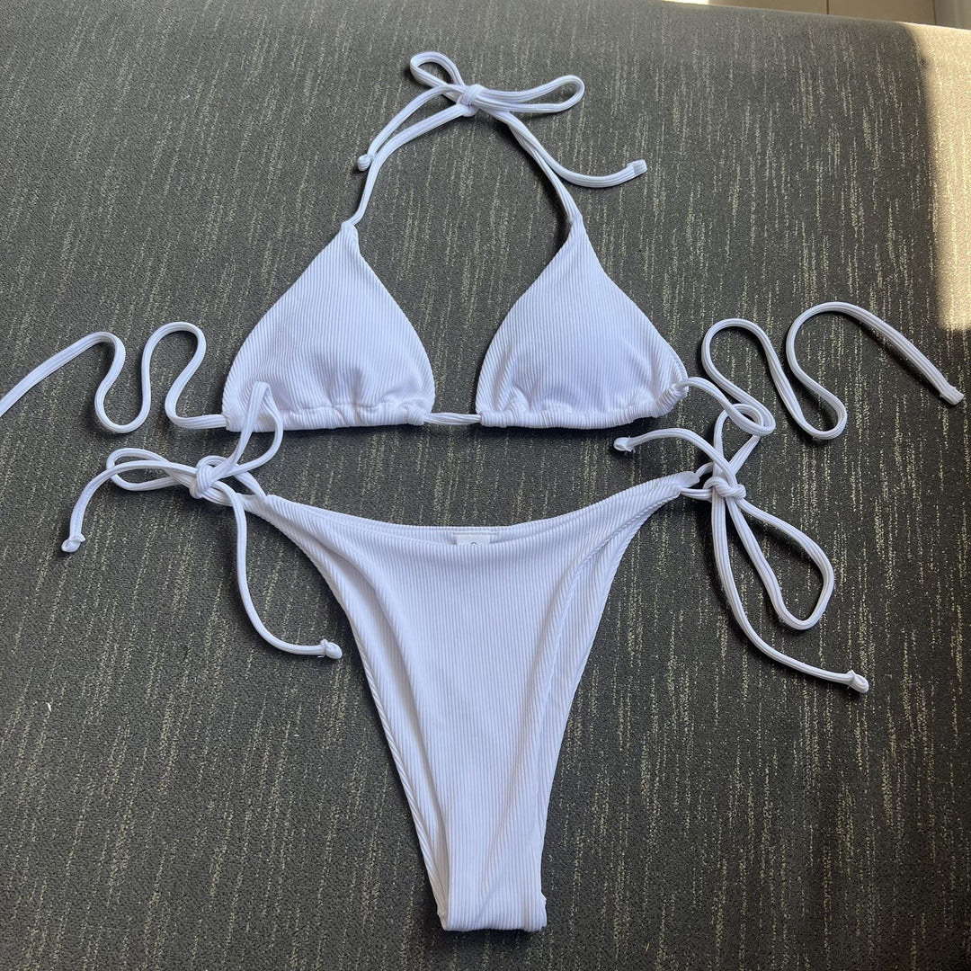 Damen Triangel-Bikini mit seitlichem Knoten und verstellbaren Trägern EB