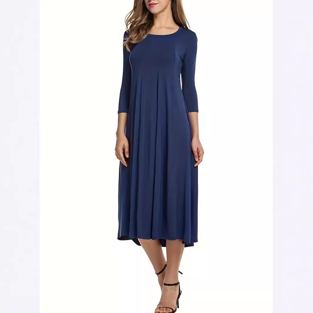 Damen Midi-Kleid mit schmeichelndem Schnitt und 3/4-Ärmeln EB