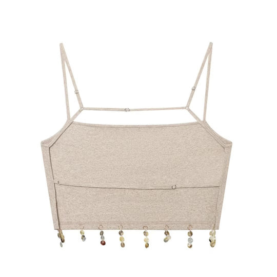 Damen Crop-Top mit funkelnden Pailletten und schmalen Trägern EB