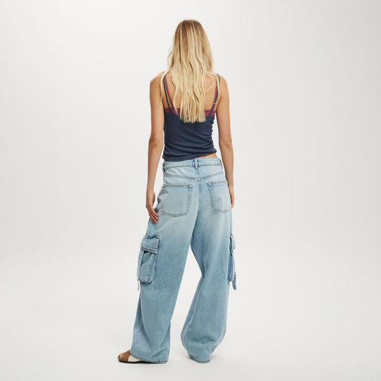 Damen lässige Cargo-Jeans im weiten Schnitt mit praktischen Taschen EB