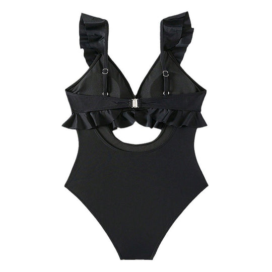 Damen Einteiliger Badeanzug mit stilvollen Rüschendetails und raffiniertem Cut-Out EB