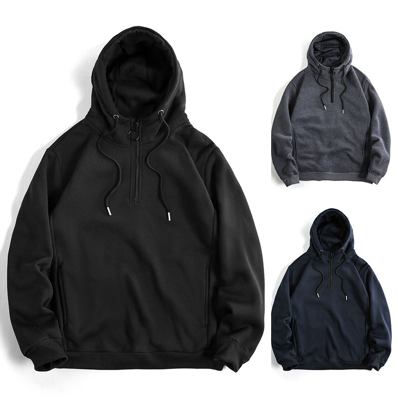 Damen Modischer Kapuzenpullover mit halbem Reißverschluss und weichem Innenfutter EB