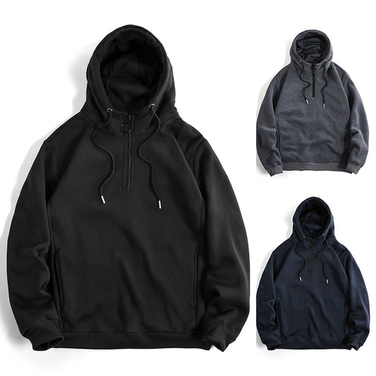 Damen Modischer Kapuzenpullover mit halbem Reißverschluss und weichem Innenfutter EB