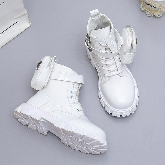 Damen Modische Schnürstiefel mit ausgefallenem Design und praktischen Taschen EB