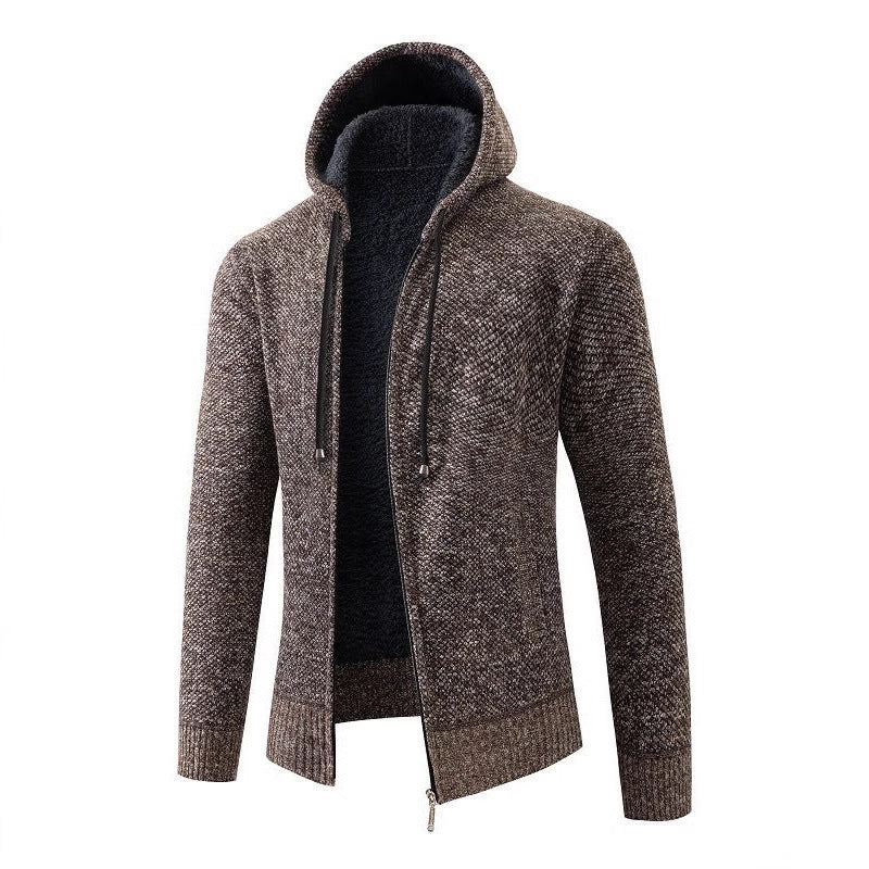 Herren kuschelige Fleecejacke mit Kapuze EB