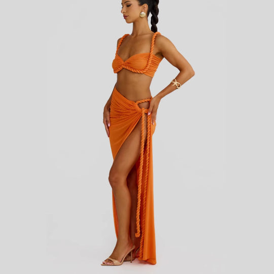 Damen Bikiniset mit elegantem Wickeltuch und kunstvollen Schnürdetails EB