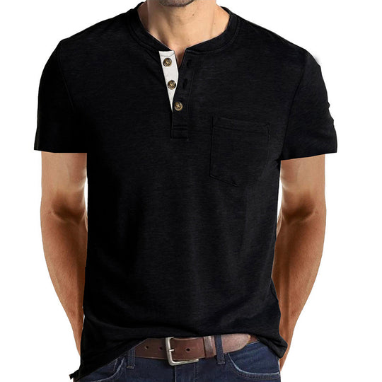 Herren T-Shirt mit strukturiertem Kragen und Brusttasche EB