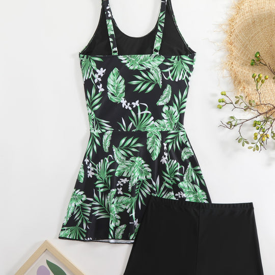 Damen Schwimmanzug mit floralem Muster und modischem Short-Design EB
