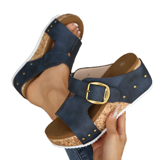 Damen Wedge-Sandalen mit modischem Riemendesign und anatomischem Fußbett EB