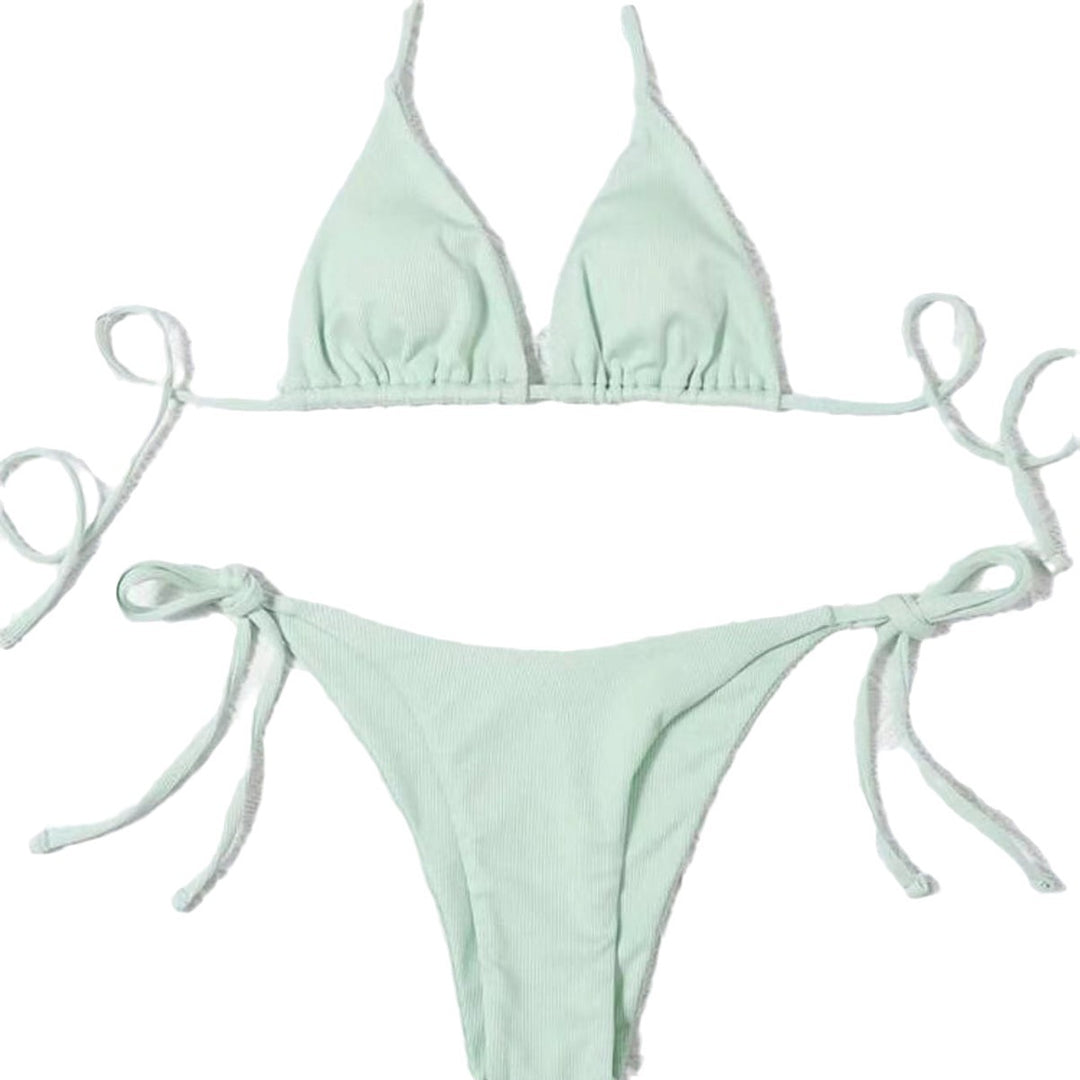 Damen Triangel-Bikini mit verstellbaren Trägern und Ripp-Design EB
