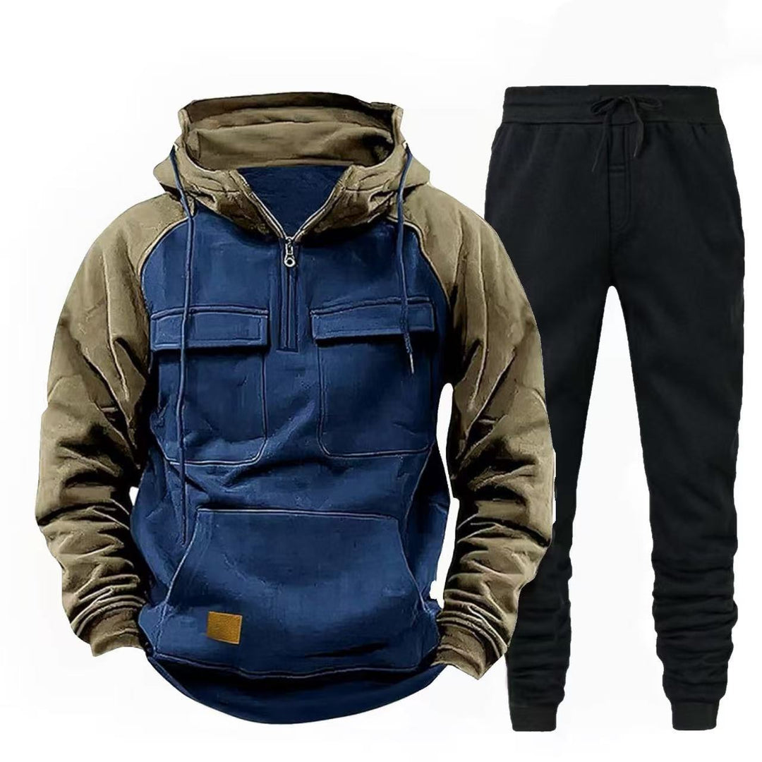 Herren funktionale Kapuzenjacke mit Reißverschluss und Jogginghose EB