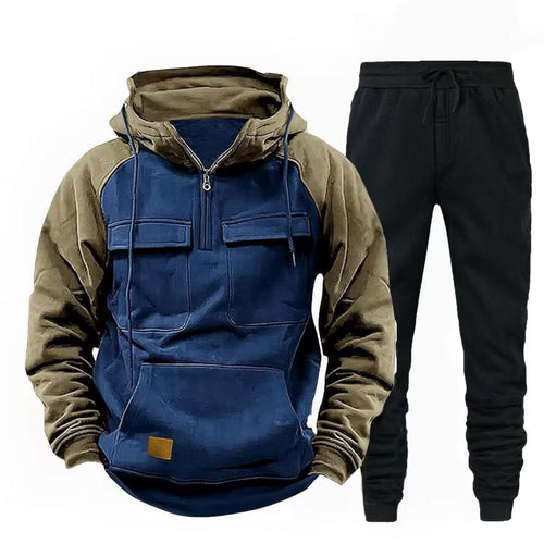 Herren funktionale Kapuzenjacke mit Reißverschluss und Jogginghose EB
