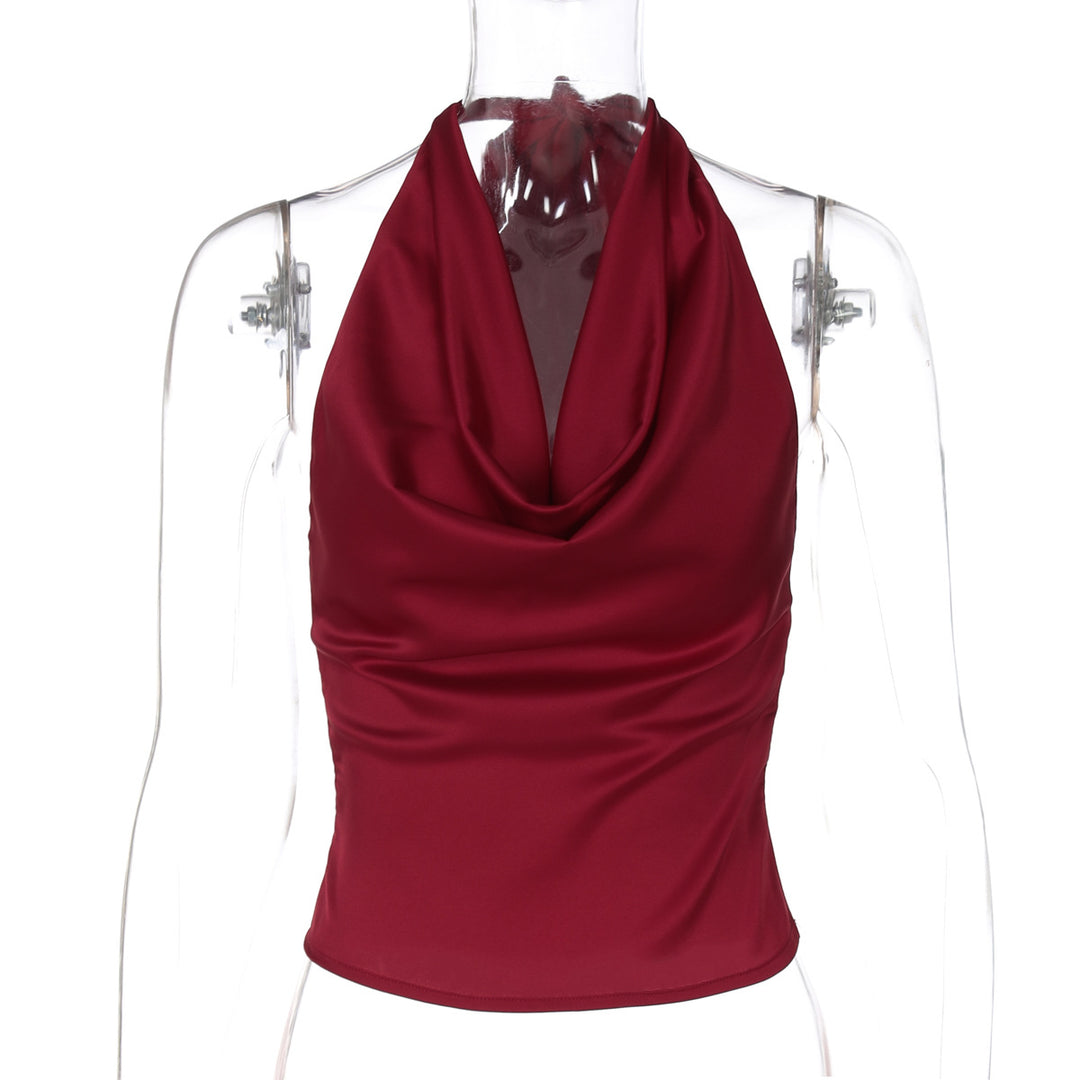 Damen Elegantes O-Back Top mit bindender Kapuze EB