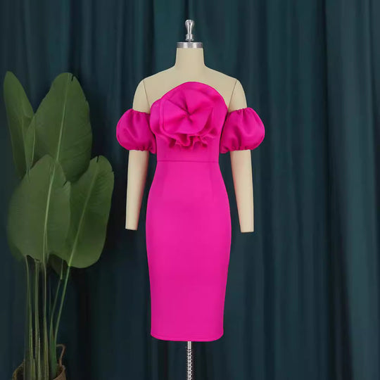 Damen figurbetontes Kleid mit voluminösem Oberteil EB