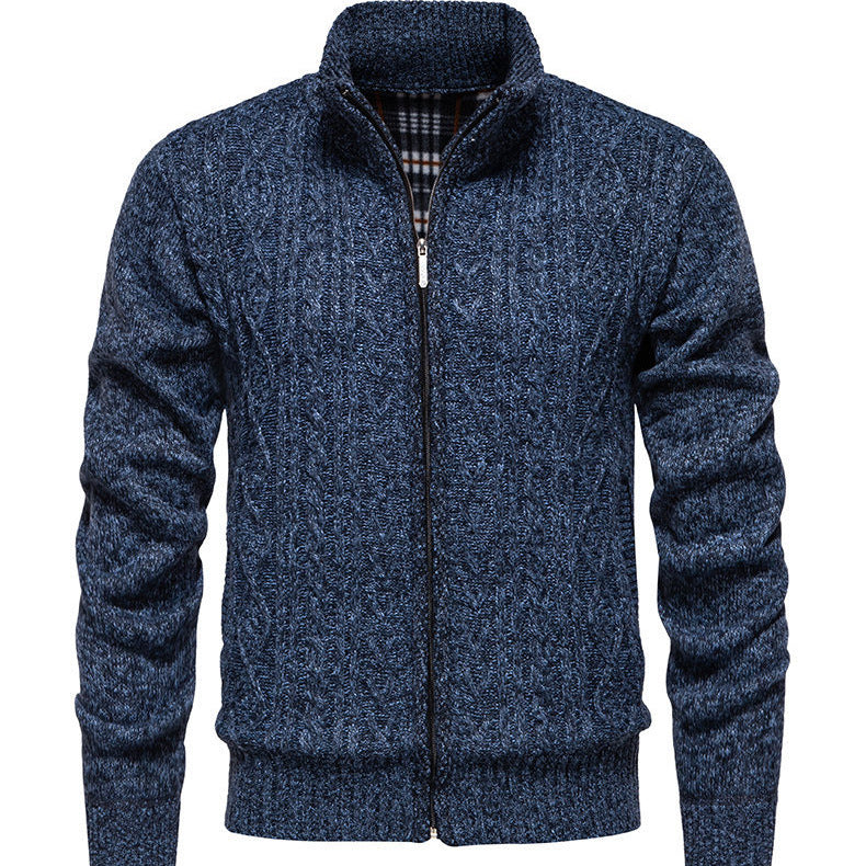 Herren Strickjacke mit hohem Kragen und Reißverschluss EB
