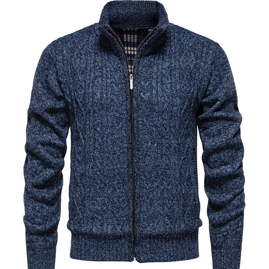 Herren Strickjacke mit hohem Kragen und Reißverschluss EB