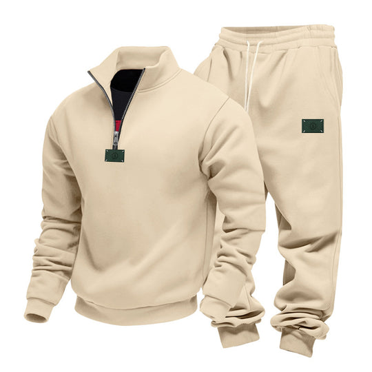 Herren nan komfortables Halbzip-Sweatset mit tapered Jogginghose und elastischem Tunnelzug EB