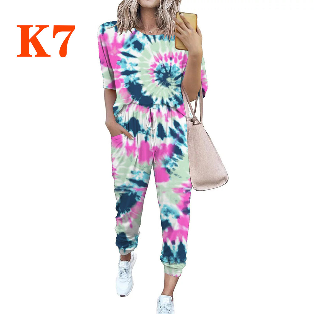 Damen Leichter Freizeit-Jumpsuit mit einem auffälligen Batik-Muster und praktischen Taschen EB