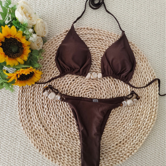 Damen Triangel-Bikini mit raffiniertem Knoten-Detail und verstelbaren Trägern EB