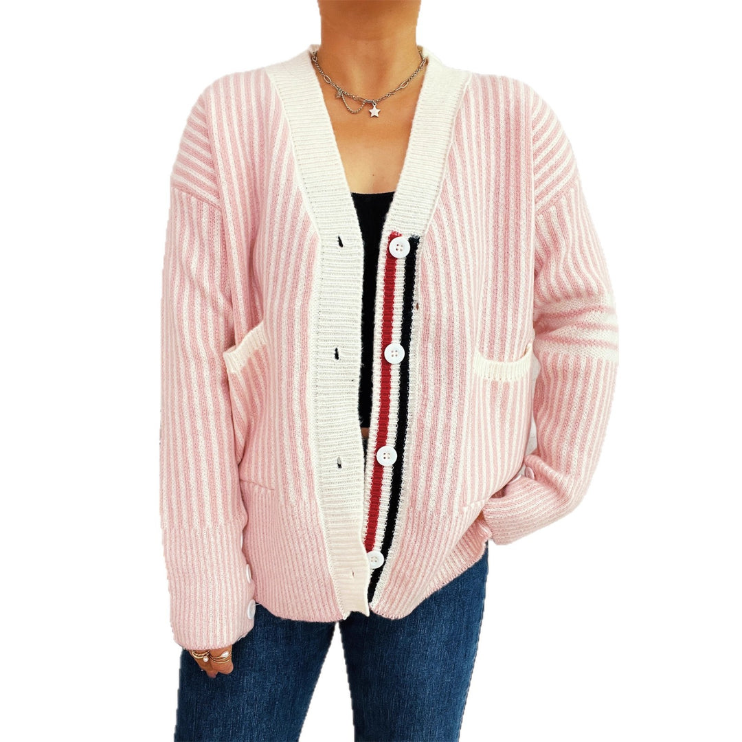 Damen Strickjacke mit modischem Streifenmuster EB