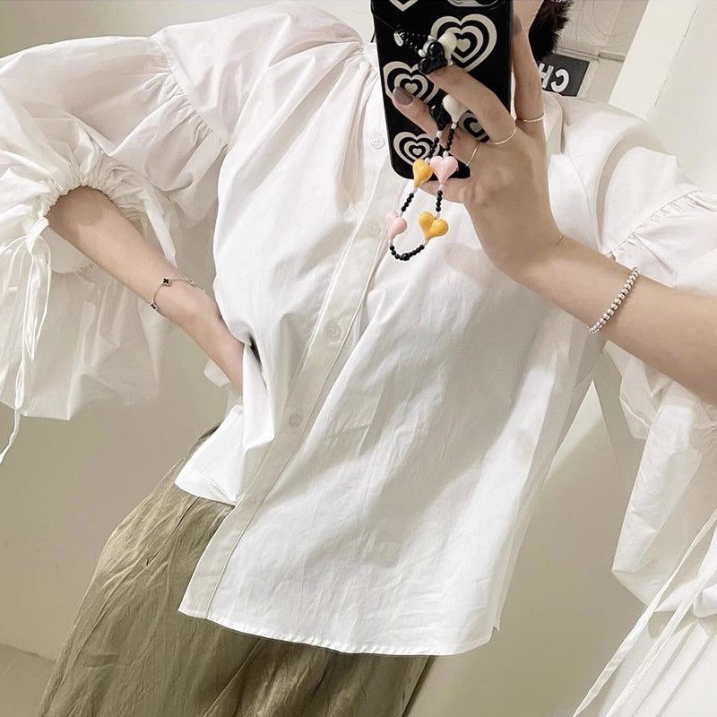 Damen Statement Puffärmel Bluse EB