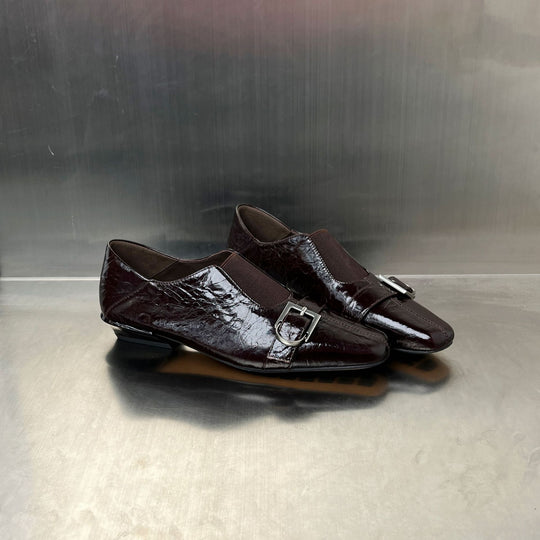 Damen Elegante Slipper mit modischem Schnallenverschluss und hochwertiger Oberflächenstruktur EB