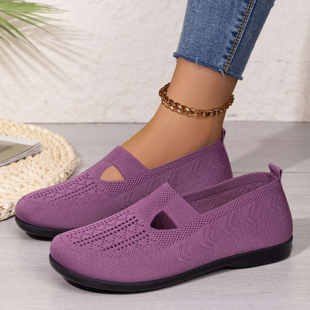 Damen bequeme Slip-On Schuhe mit luftiger Strickoberfläche EB