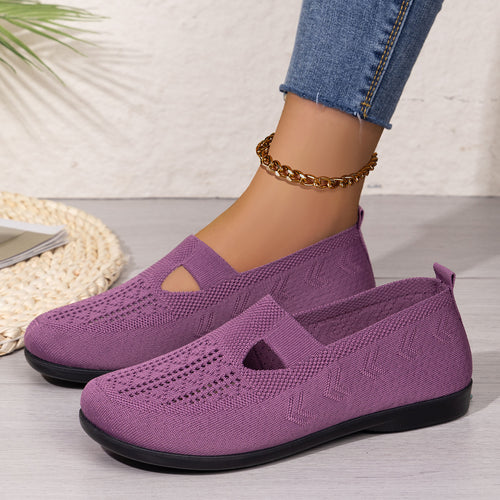 Damen bequeme Slip-On Schuhe mit luftiger Strickoberfläche EB