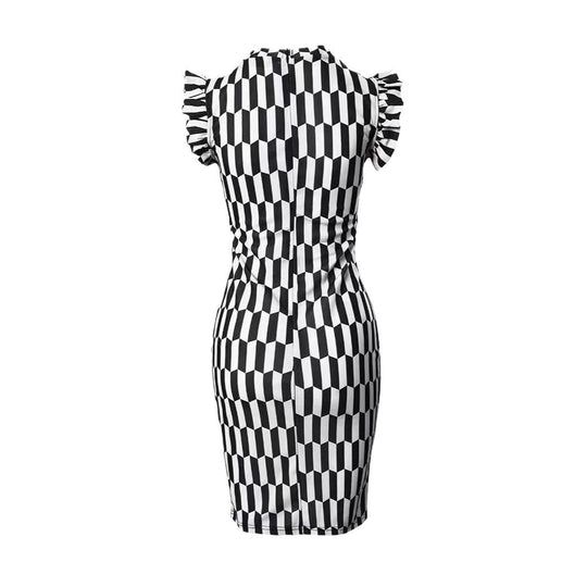 Damen Figurbetontes Kleid mit dekorativen Rüschendetails EB
