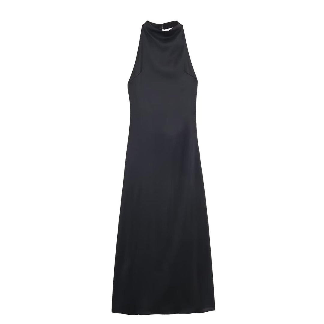 Damen Maxikleid mit hochgeschnittenem Kragen und eleganter Silhouette EB