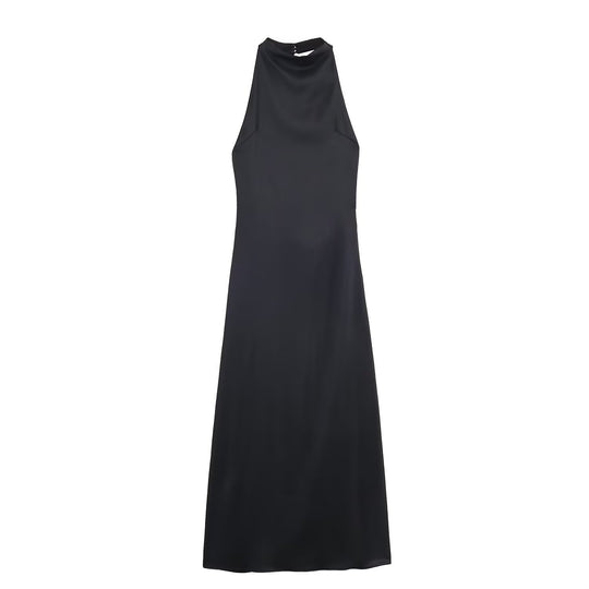 Damen Maxikleid mit hochgeschnittenem Kragen und eleganter Silhouette EB