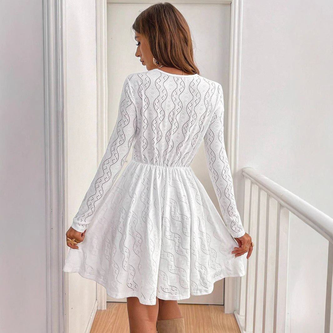 Damen Kleid mit romantischem Häkelmuster und eleganter Passform EB