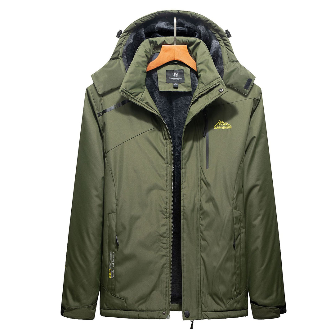 Herren Wasserabweisender Outdoorparka mit Teddyfutter, abnehmbarer Kapuze und Reißverschlusstaschen EB