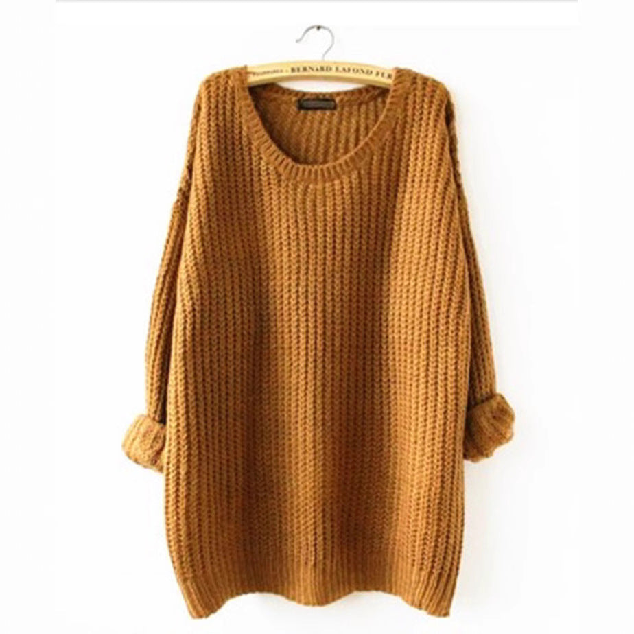 Damen lockerer Strickpullover mit weitem Schnitt und luftiger Struktur EB