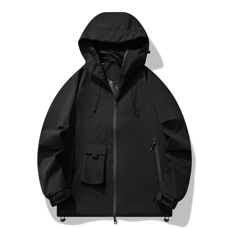 Herren technische Outdoor-Jacke mit wasserabweisendem Material und verstellbarem Kapuzendesign EB