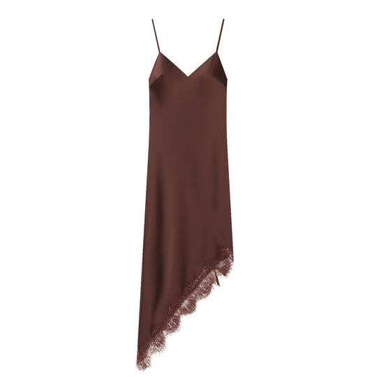 Damen Satin Nachthemd mit elegantem Spitzenbesatz EB