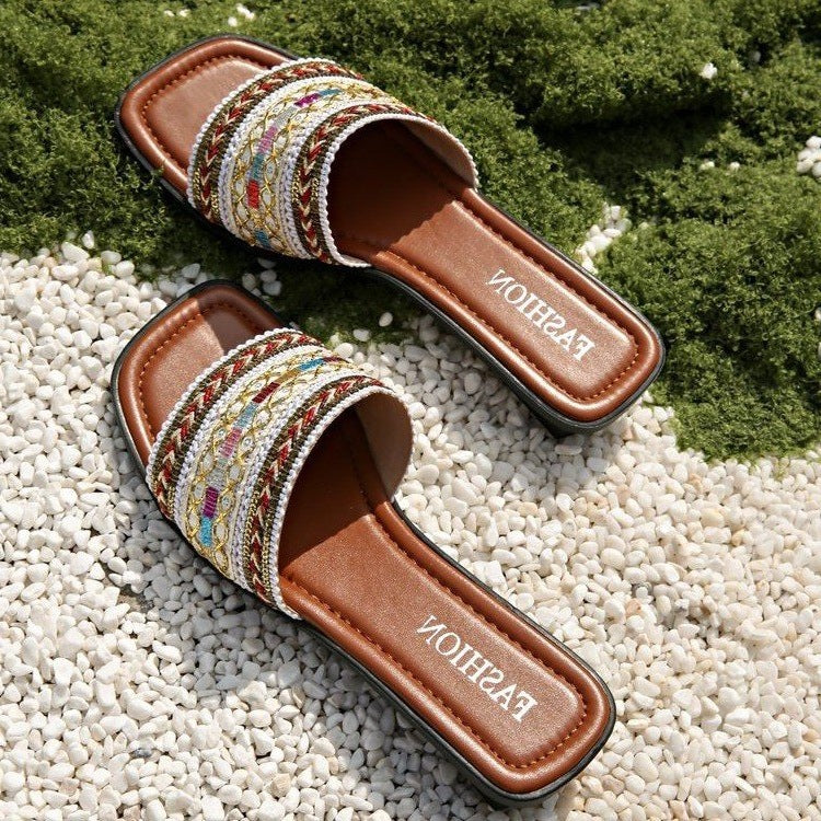 Damen komfortable Riemen-Sandalen mit eleganten Verzierungen EB