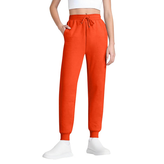 Damen nan schlanke hochgeschnittene Jogginghose mit Tunnelzug, Eingrifftaschen und Bündchen EB