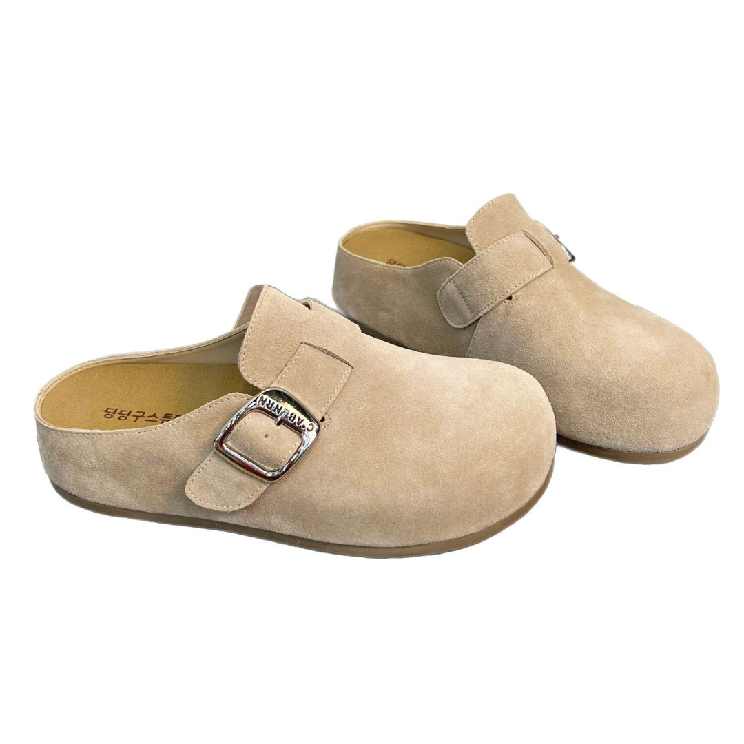 Damen Bequeme Wildleder-Clogs mit verstellbarem Riemen und ergonomischem Fußbett EB