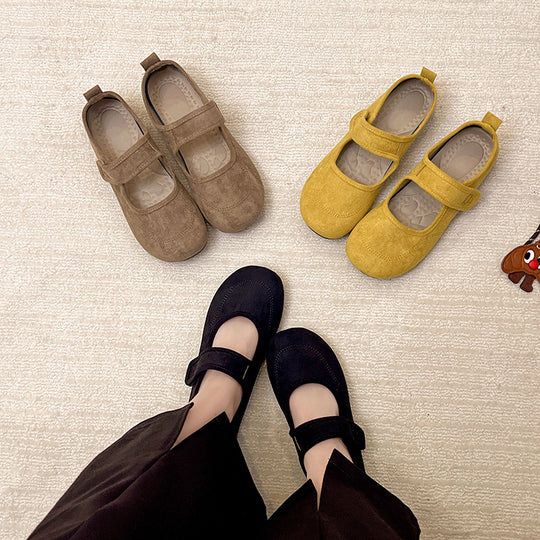 Damen Komfortable Ballerinas mit rutschfester Sohle und verstellbarem Klettverschluss EB