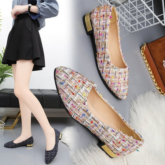 Damen elegante Ballerinas mit modischem Flachabsatz und farbenfrohem Obermaterial EB