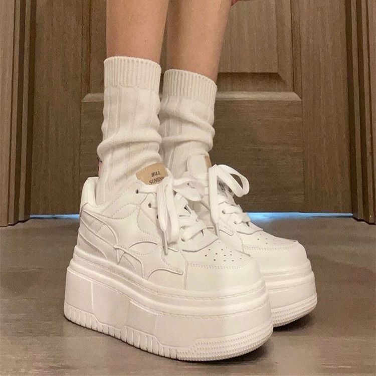 Damen Plattform-Sneaker mit atmungsaktivem Leder-Obermaterial und dämpfender Sohle EB