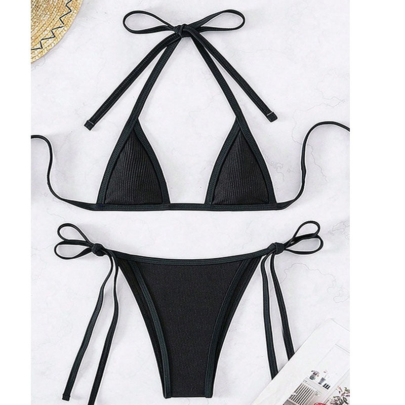 Damen Triangel-Bikini mit verstellbaren Schnüren EB
