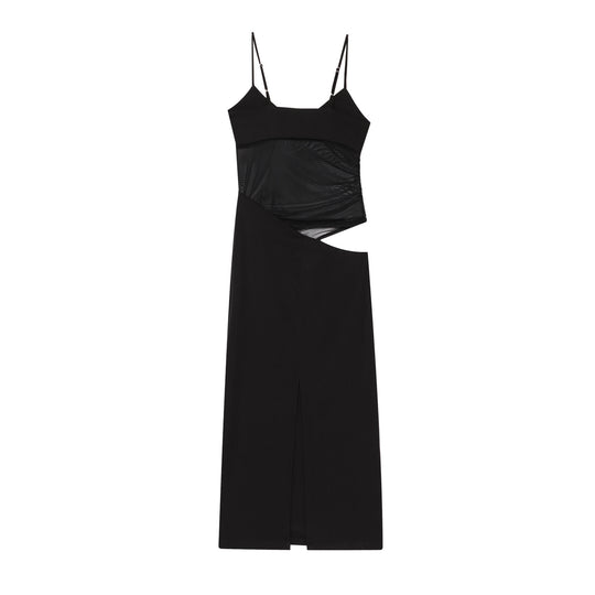 Damen Maxikleid mit raffiniertem asymmetrischen Design und eleganten Spaghetti-Trägern EB