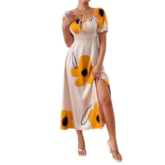 Damen Blütenverziertes Sommerkleid EB
