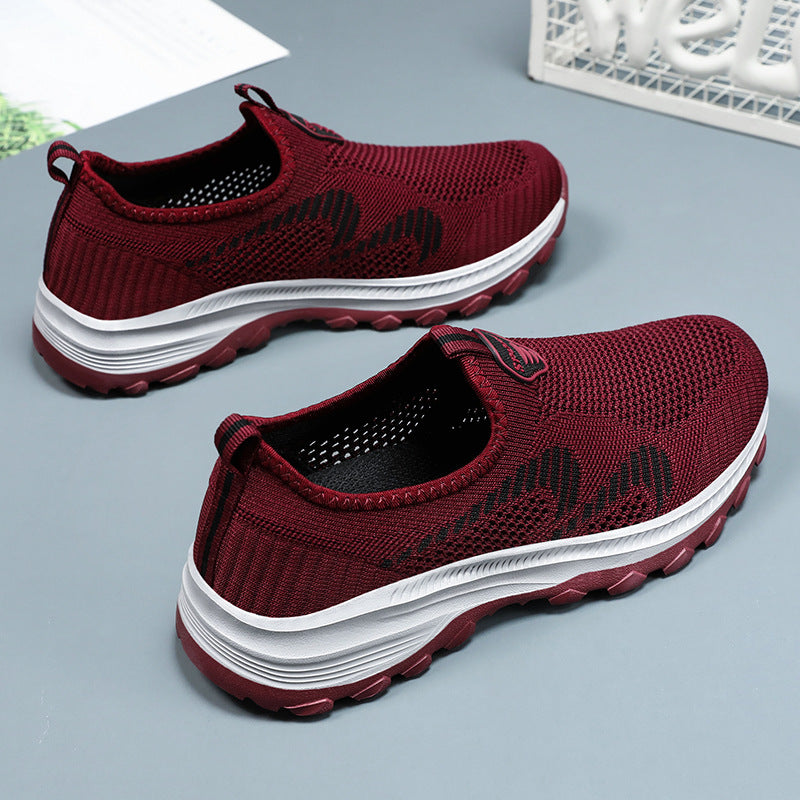 Damen nan leichter atmungsaktiver Strick-Slip-On Sneaker mit stoßdämpfender EVA-Zwischensohle und griffiger Profilaußensohle EB